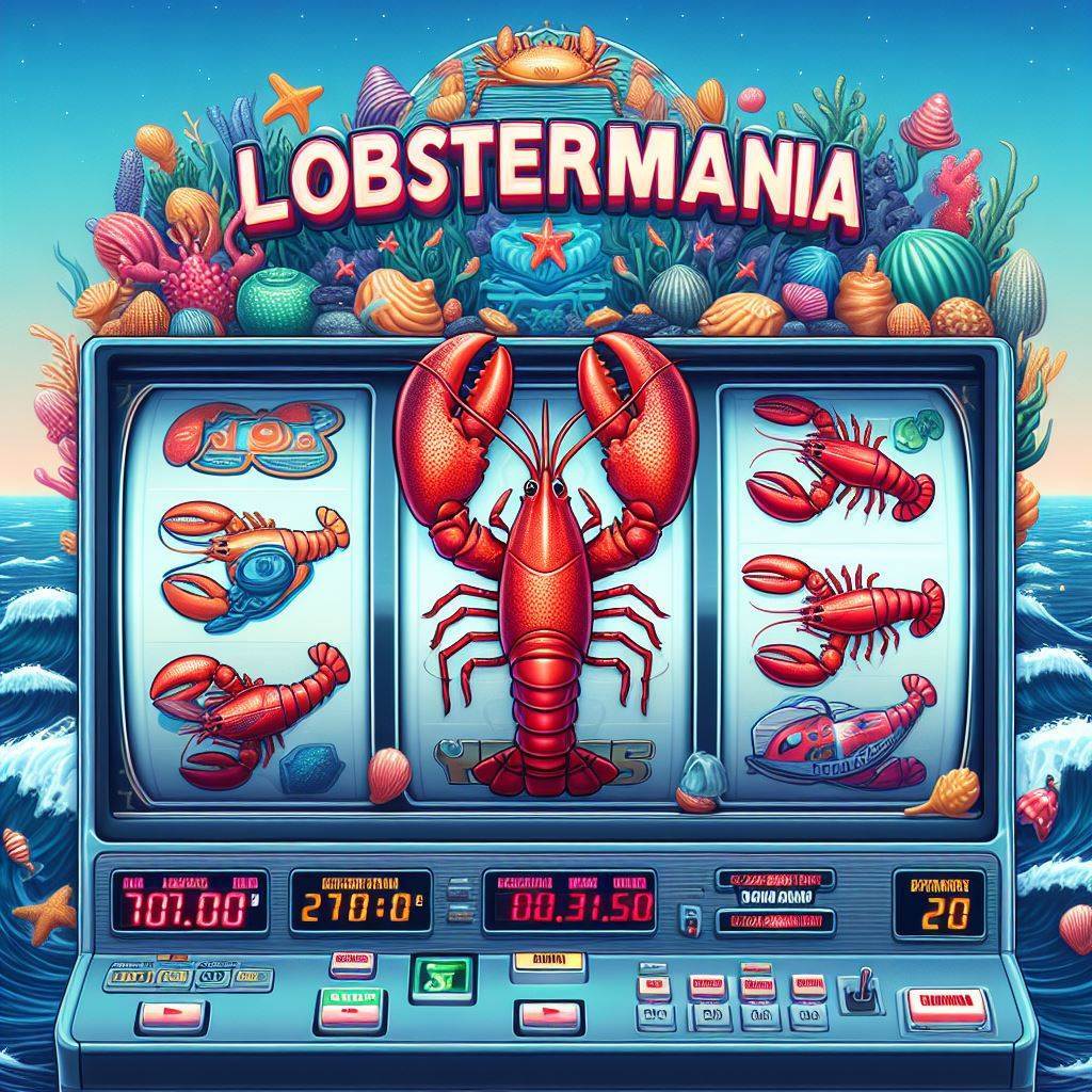 Image of a slot machine with the Lobstermania theme, featuring lobsters and ocean-related symbols.